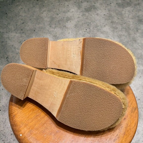 Swedish Hasbeens Fluff Clog Women's EU 37/US 7 Nature Block Heel Round Toe - Picture 4 of 4